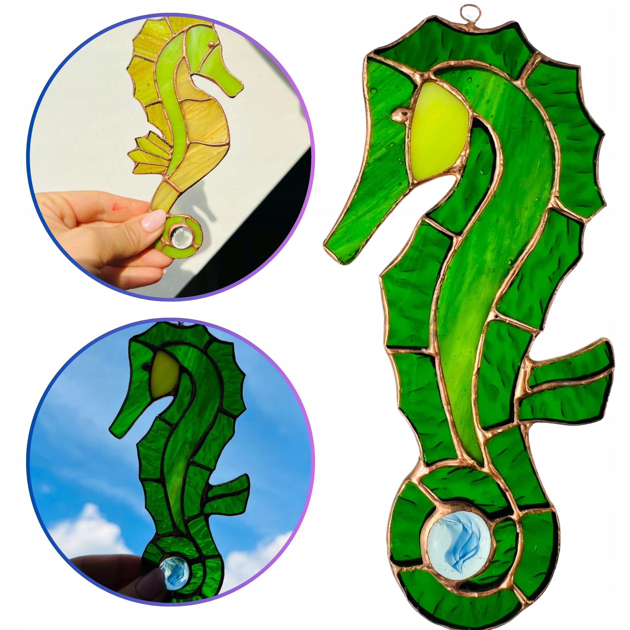 Námořnický styl Dekor ve tvaru mořského koníka vitráž dekorace