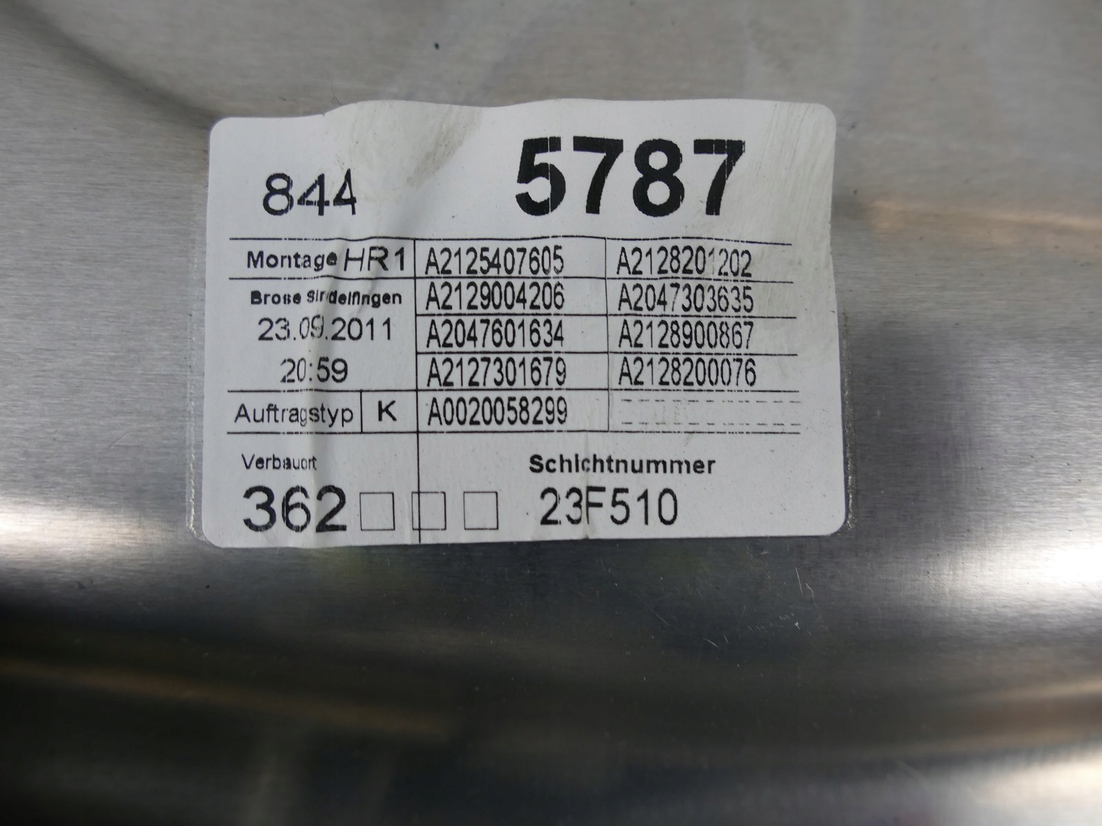 MERCEDES E W212 window regulator right rear part rear