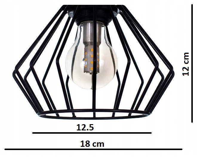 LAMPA WISZĄCA SUFITOWA ŻYRANDOL BRYLANT LOFT DRUT Kolor czarny