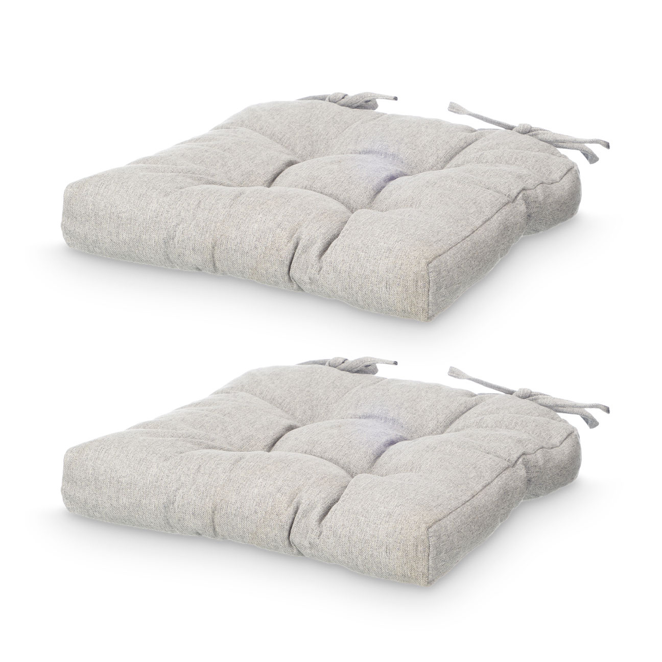 Polštáře Na Židli Polyester S Tkaničkami 40 X 40 CM, Šedé, Prošívané