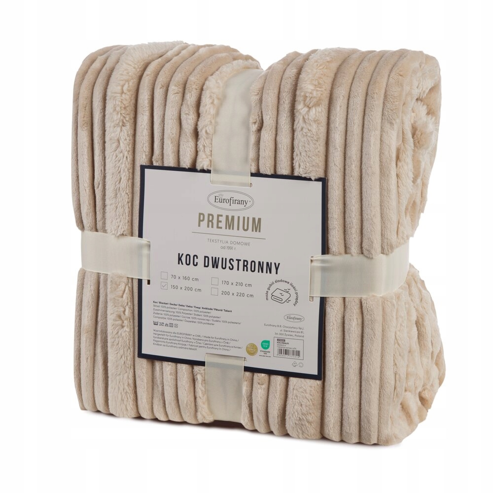 Deka přehoz Nina 220x200 Eurofirany krémová, mimořádně měkká s pruhy