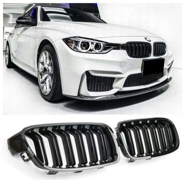 GRILL NERKI BMW F30 F31 11-18 BLACK GLOSSY DOUBLE
