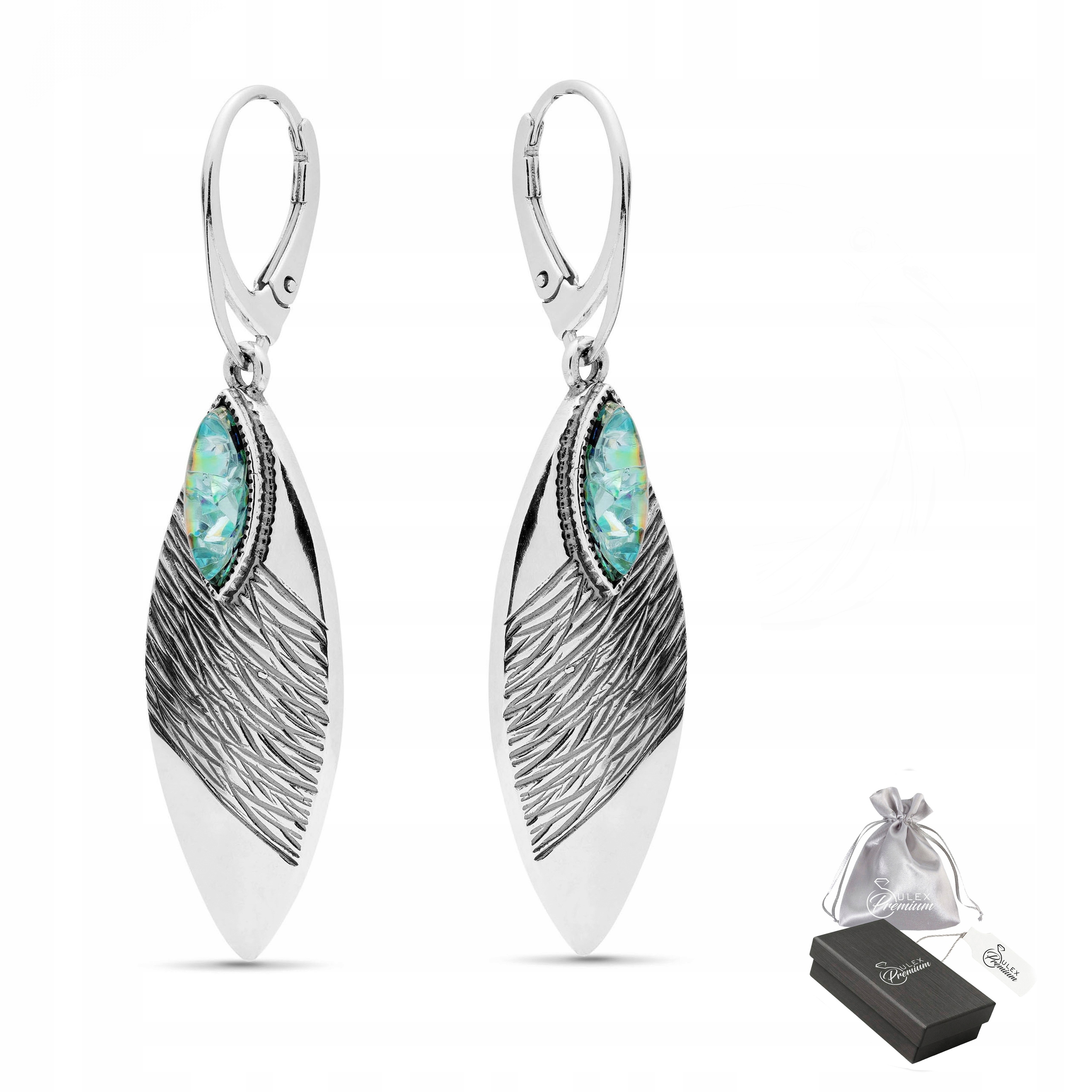 Náušnice stříbro ryzost 925 Moderní Závěsné s opálem zeleným Elegantní