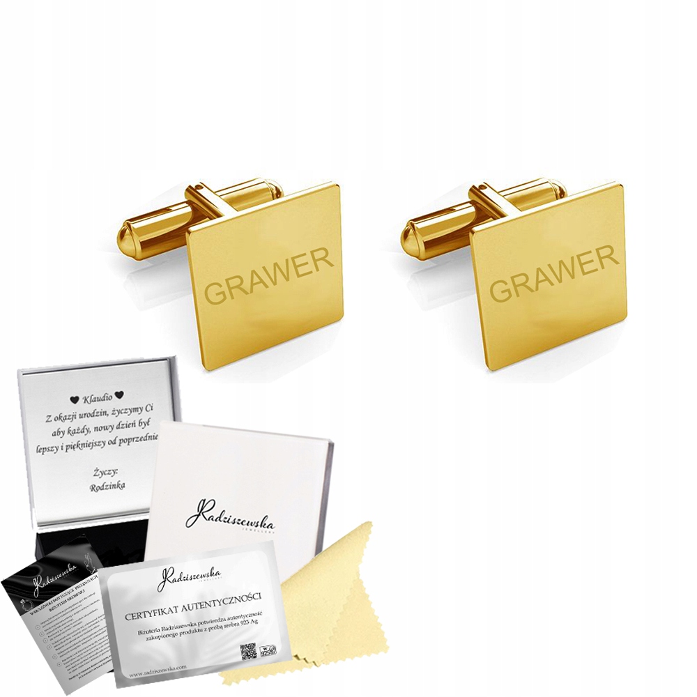Zlaté manžetové knoflíčky s gravírováním Stříbro 925 Svatba Narozeniny Přání
