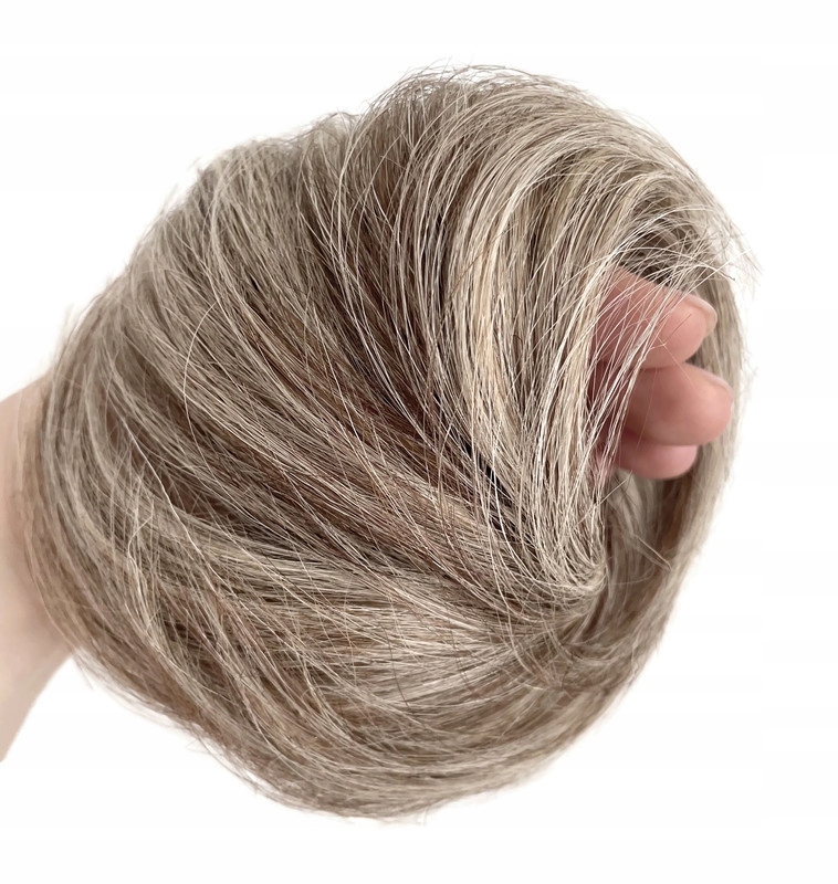 Doczepiany Kok na gumce Włosy 100% Naturalne 4/613 Balejaż Brąz z blond