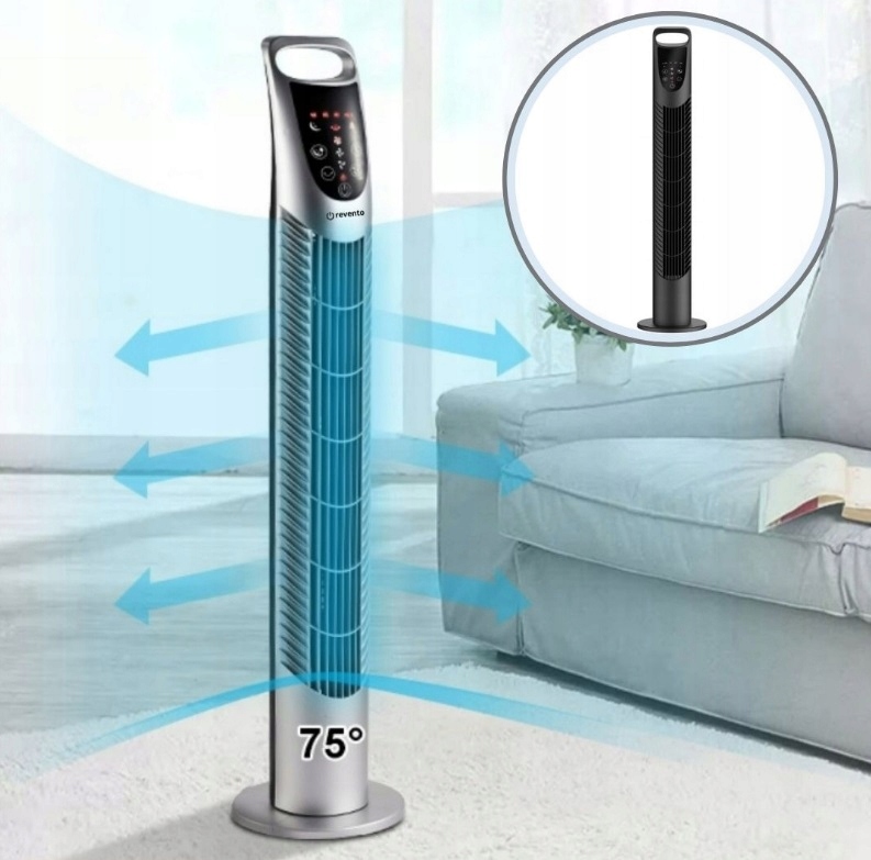 WENTYLATOR WIATRAK KOLUMNOWY STOJĄCY LED + PILOT Zasilanie sieciowe