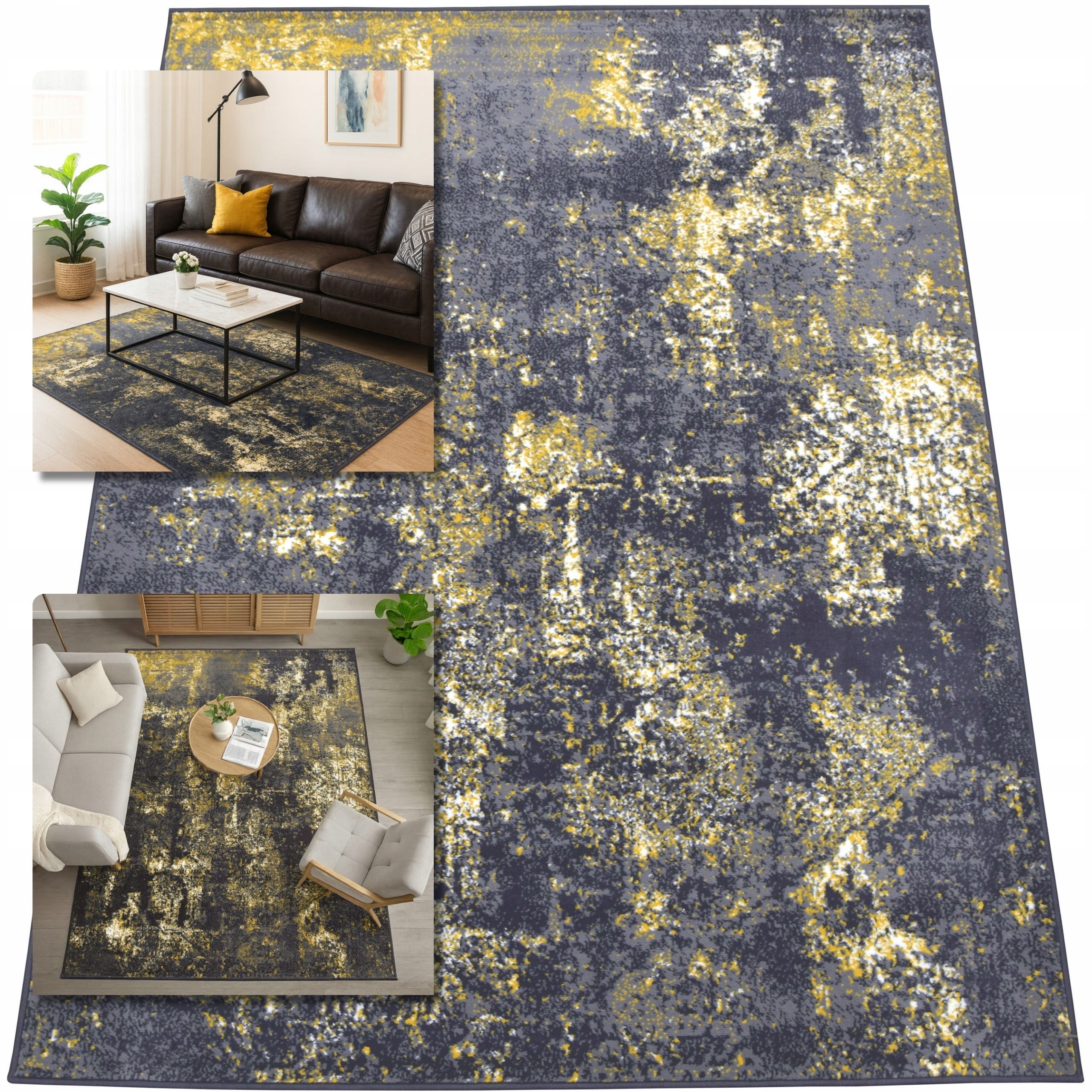 Koberec 80x150 Venezia Šedý Žlutý Koberec Do Obývacího Pokoje Belgický Koberec Do Ložnice