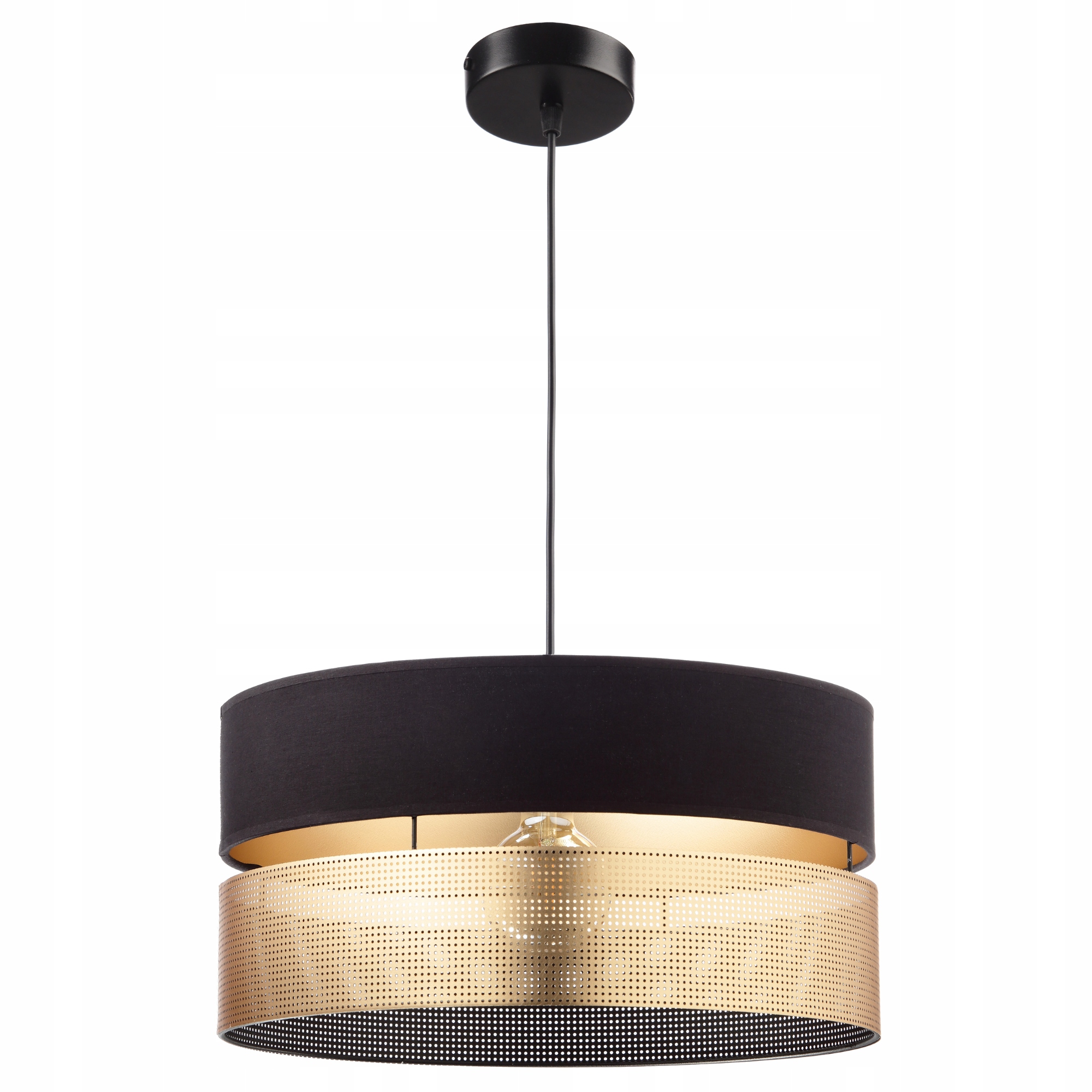 Závěsná Stropní Lampa S Otvory Zlatá E27 Led Černá Ažurová 40 CM