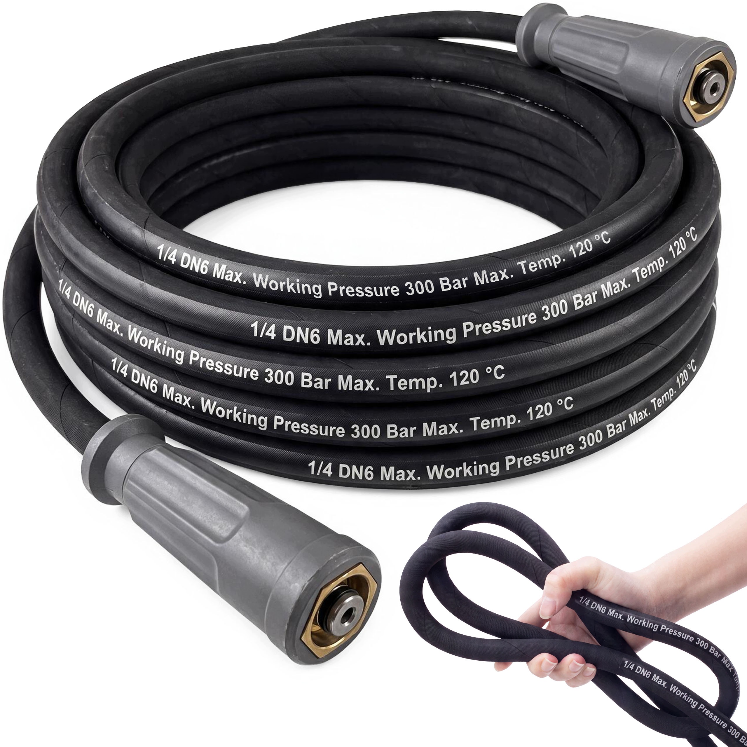 Hadice 15 M Pro Myčku Karcher Hd Hds Easy Lock TR22 DN6 1/4 300 Bar 120°C Opletení