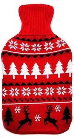 Termofor Gumowy Z Pokrowcem Świąteczny Christmas Czerwony Florina 2L