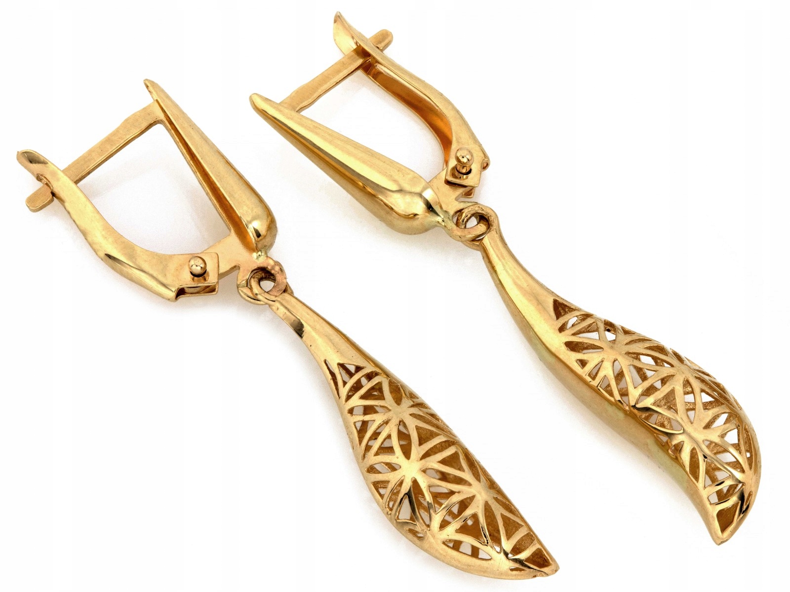 Zlaté náušnice závěsné 585 14k anglické zapínání 3.00g dlouhé, pevné