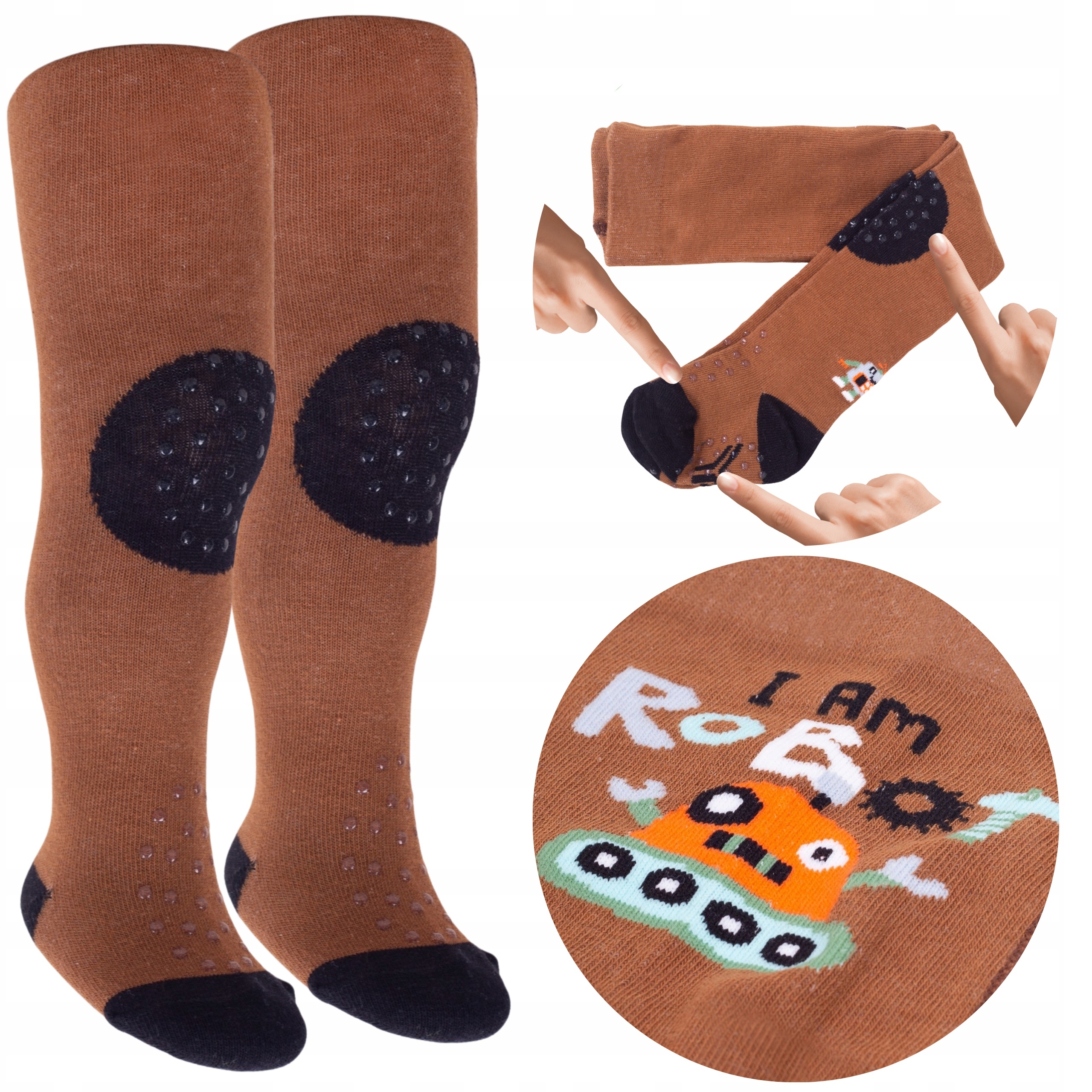 Rajstopy niemowlęce ANTYPOŚLIZGOWE Rajstopki Do Raczkowania 3 x ABS 86-92