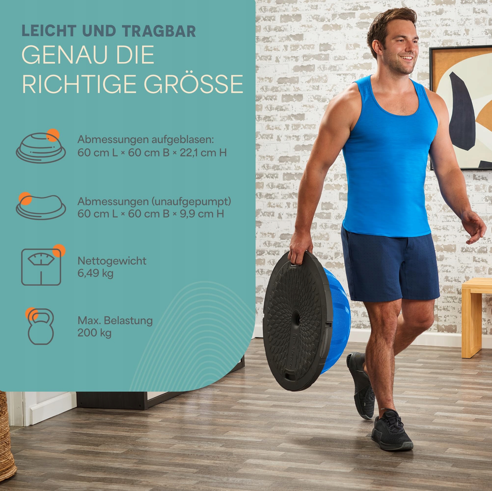 LIFEPRO Trener Równowagi Półpiłka Do Ćwiczeń Stabilizacyjnych Fitness — miniatura 3