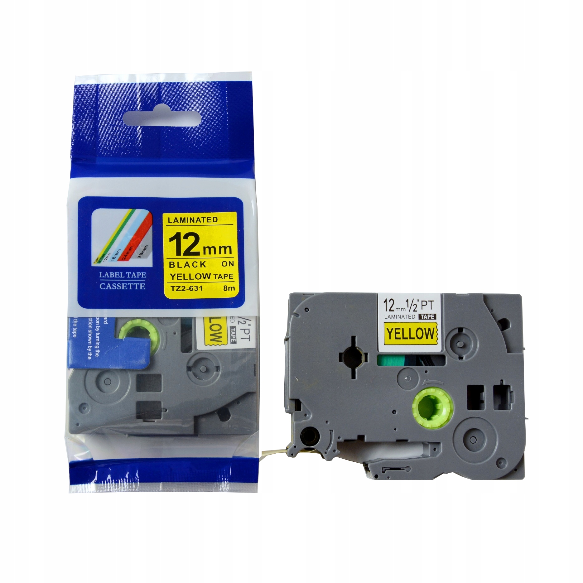 TAŚMA W KOLORZE ŻÓŁTYM DO ETYKIECIARKI ETYKIETY SAMOPRZYLEPNE 12 mm x 8 m