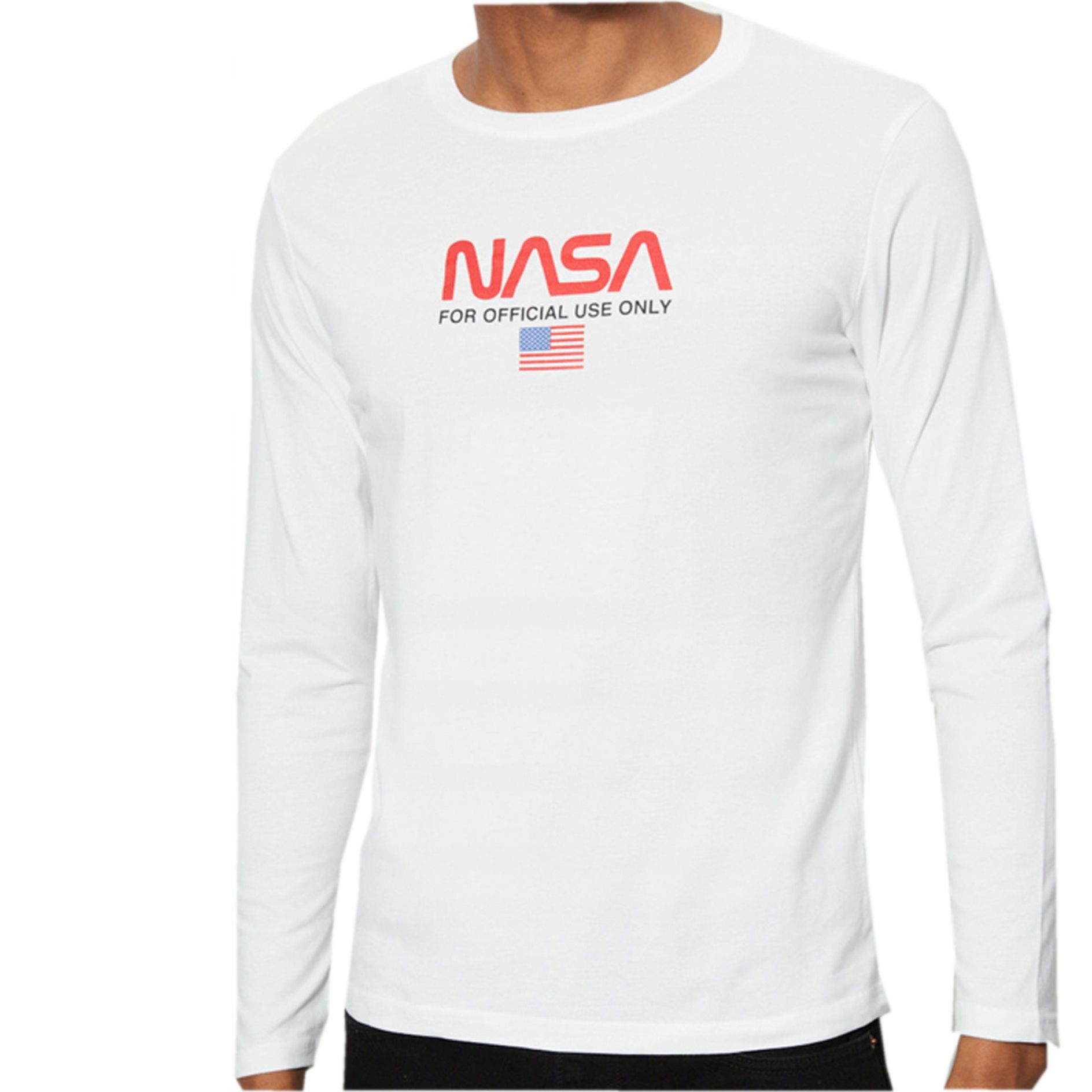 

Koszulka t-shirt Nasa długi rękaw biały bawełna M