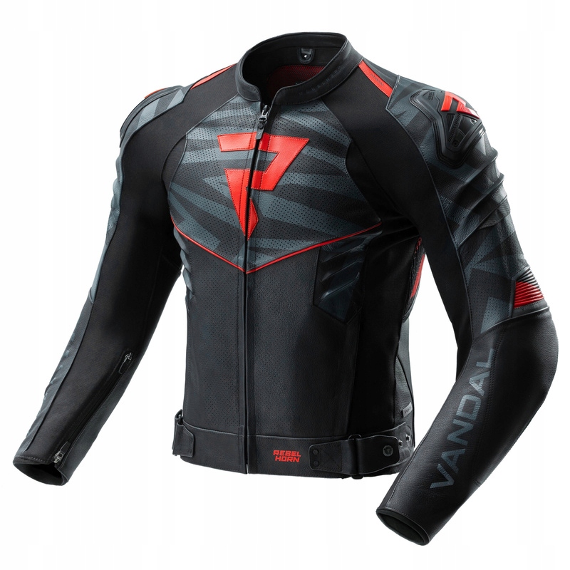 Kožená Motocyklová Bunda Rebelhorn Vandal 2 Black Grey Fluo Red 50