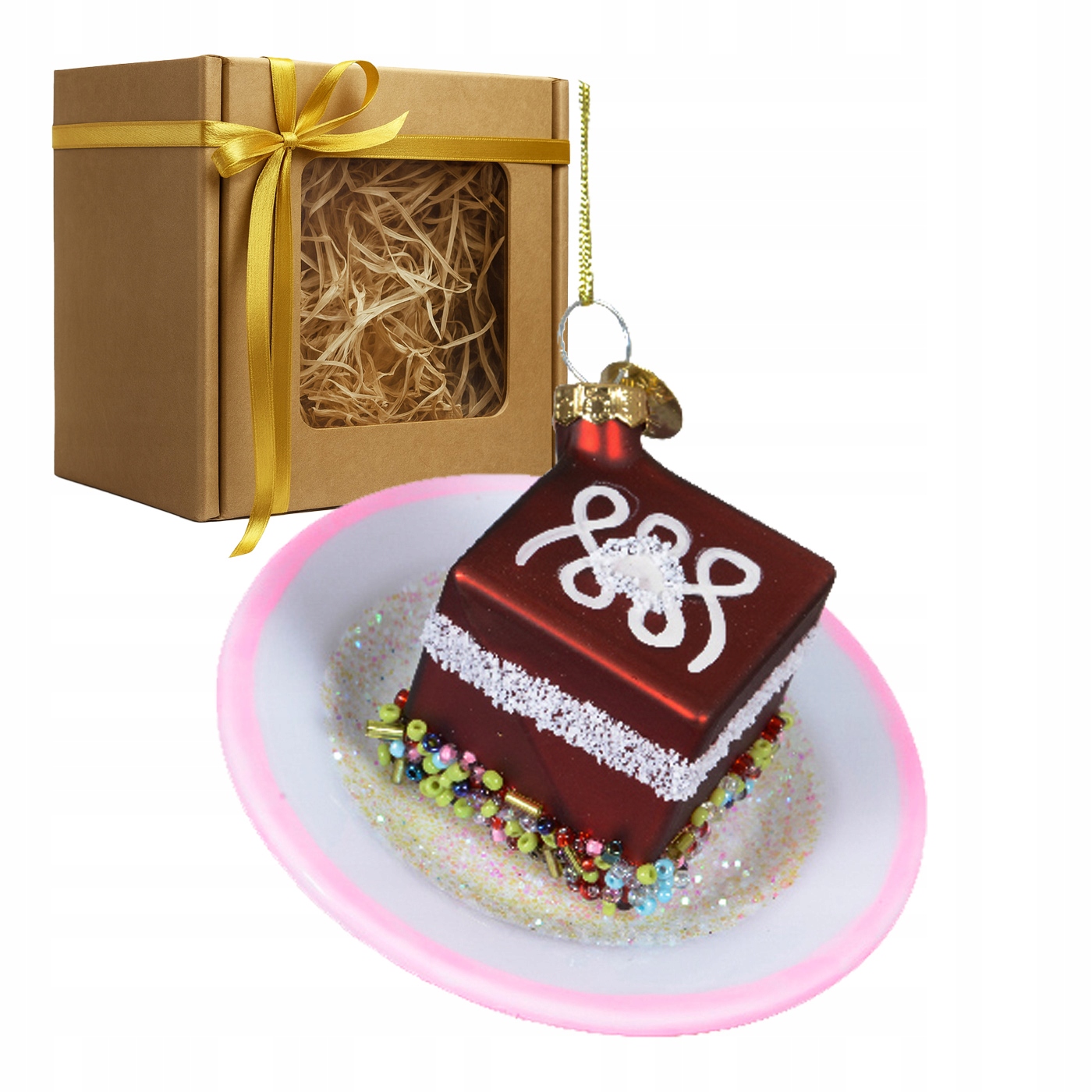 Vánoční Koule na vánoční stromek, skleněný přívěsek, sušenka na talířku, tvarovka, ozdoba