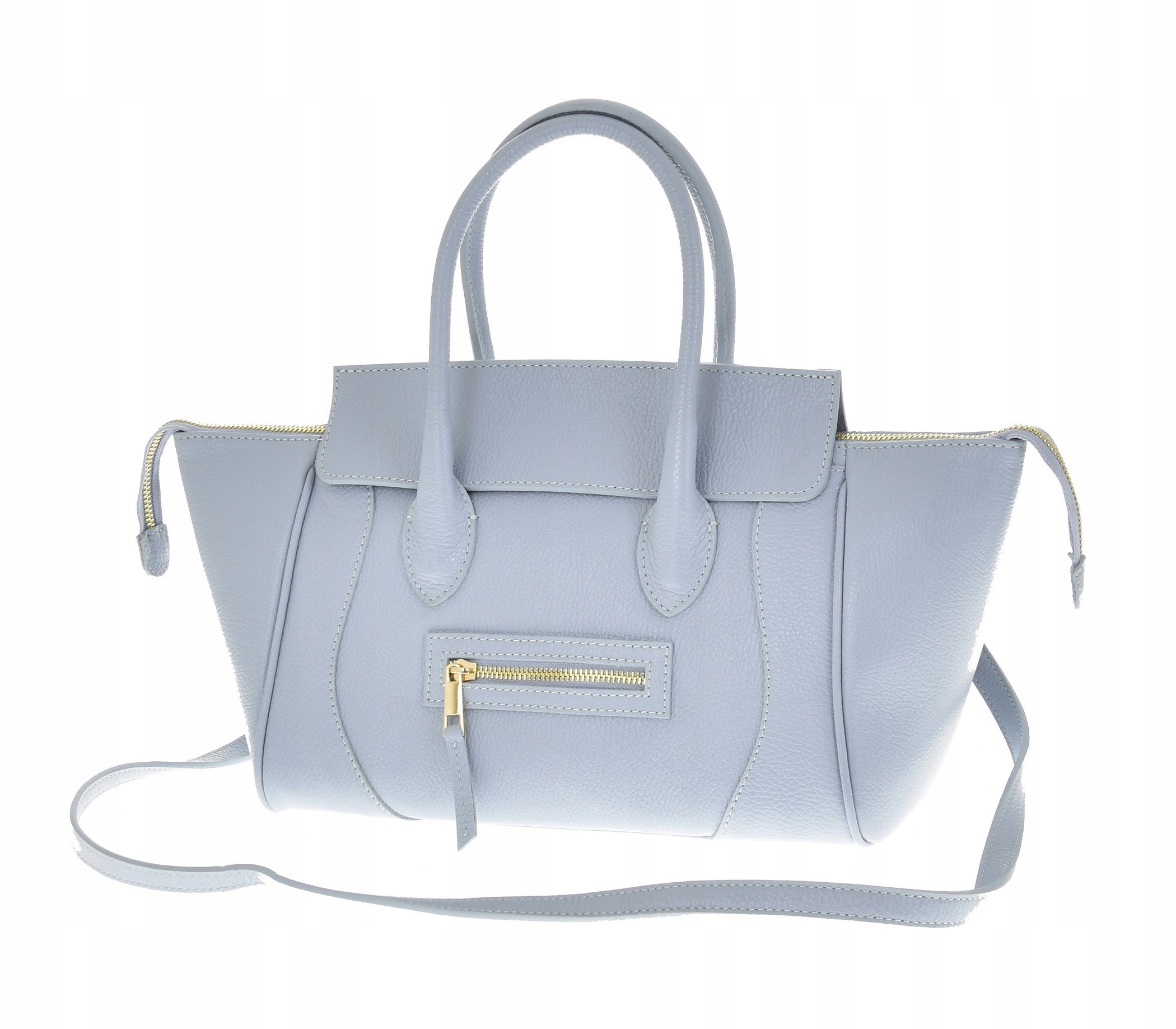 Kožená kabelka Vera Pelle dámská modrá kufřík pásek kabelka shopper elegantní