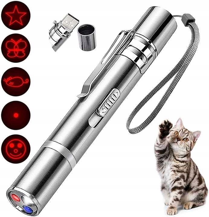 

3w1 Wskaźnik laserowy dla kota Usb latarka Uv