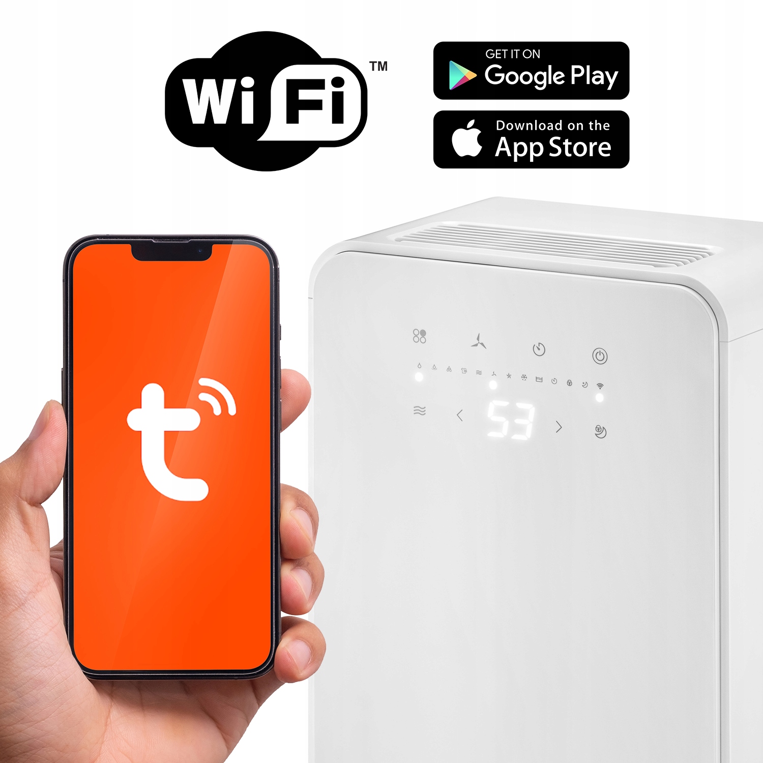 OSUSZACZ POWIETRZA 12L/24H POCHŁANIACZ WILGOCI + TIMER HIGROSTAT WIFI Pojemność zbiornika na wodę 2 l