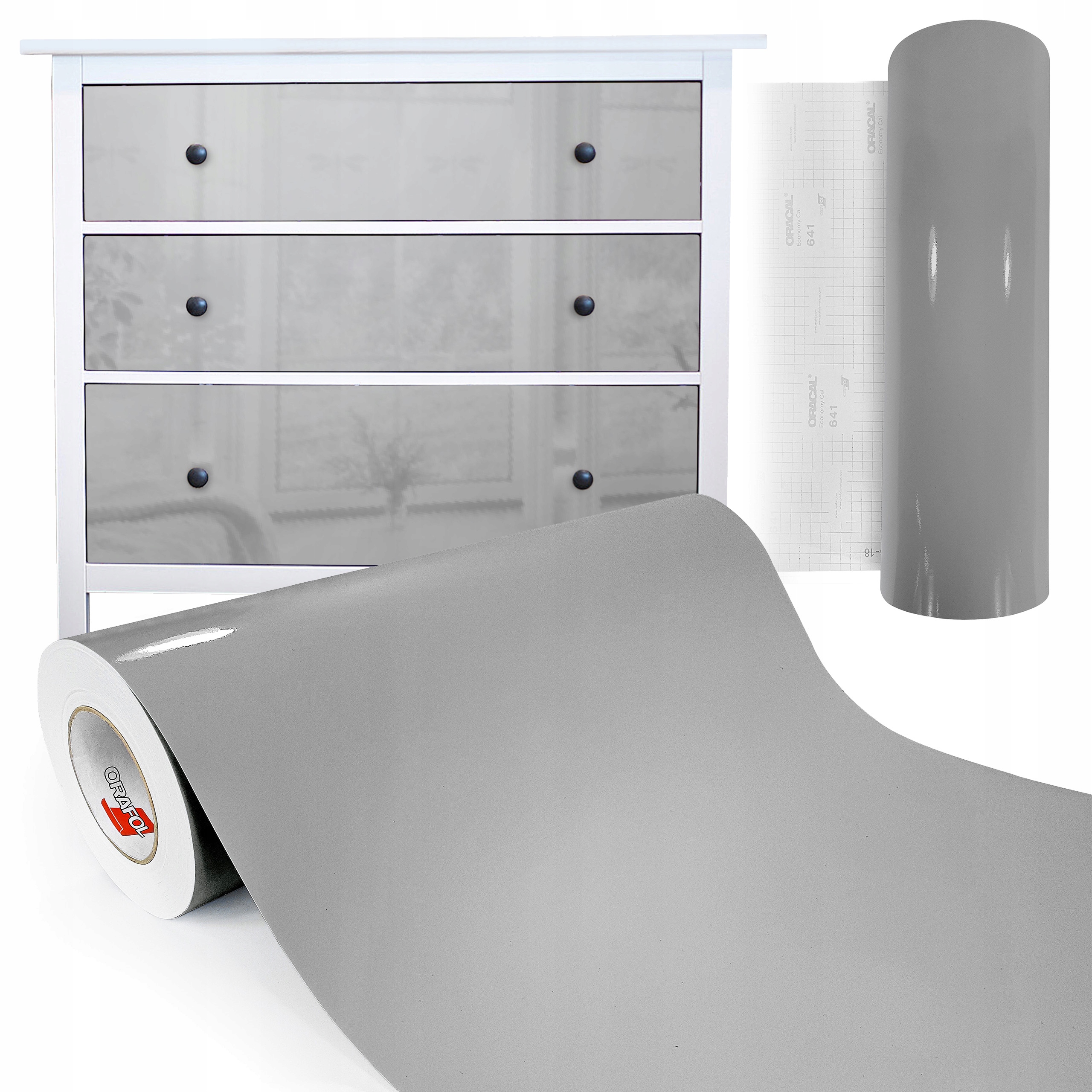 Dekorativní Fólie Barva Šedá Lesklá dýha Samolepicí nábytková Diy