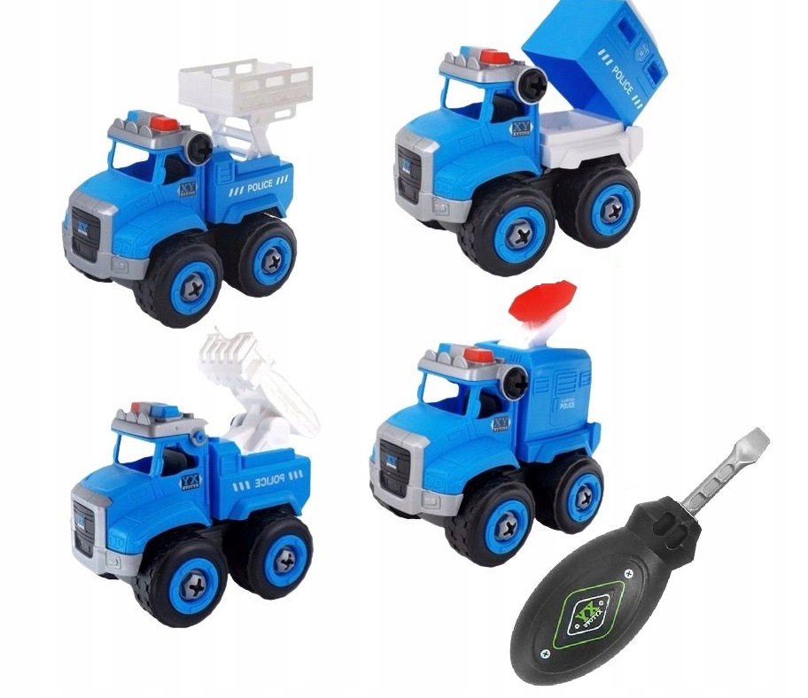4SZT POJAZDY DO SKRĘCANIA POLICJA ZESTAW + WKRĘTAK