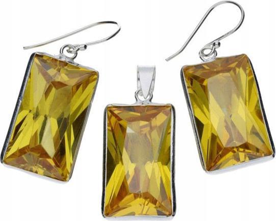 Stříbrný komplet 925 s žlutými kameny, 17,10 g, jedinečný vzor jako dárek