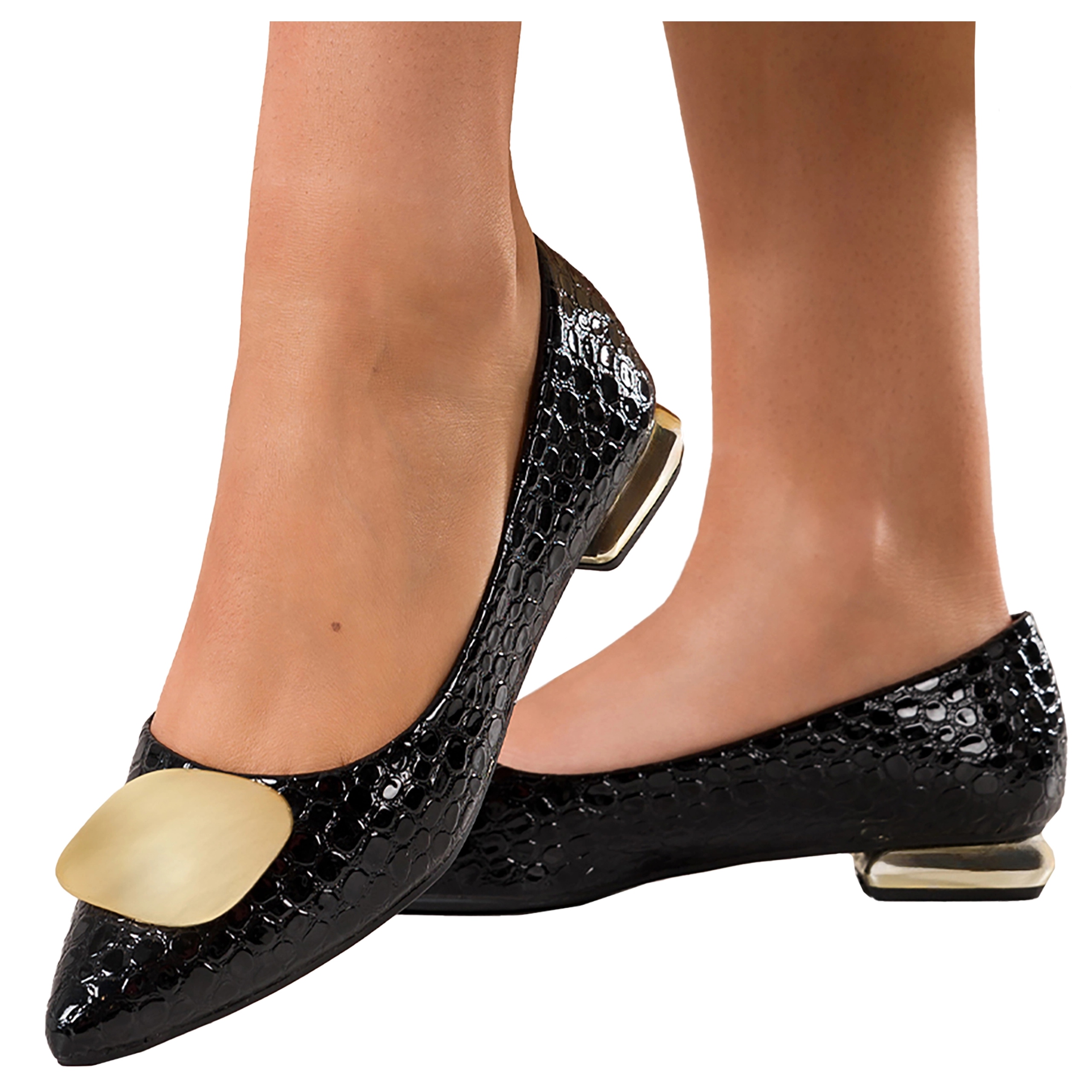 Černé Baleríny Dámské Lakované Nízký kotník Kožená Vložka vel 36