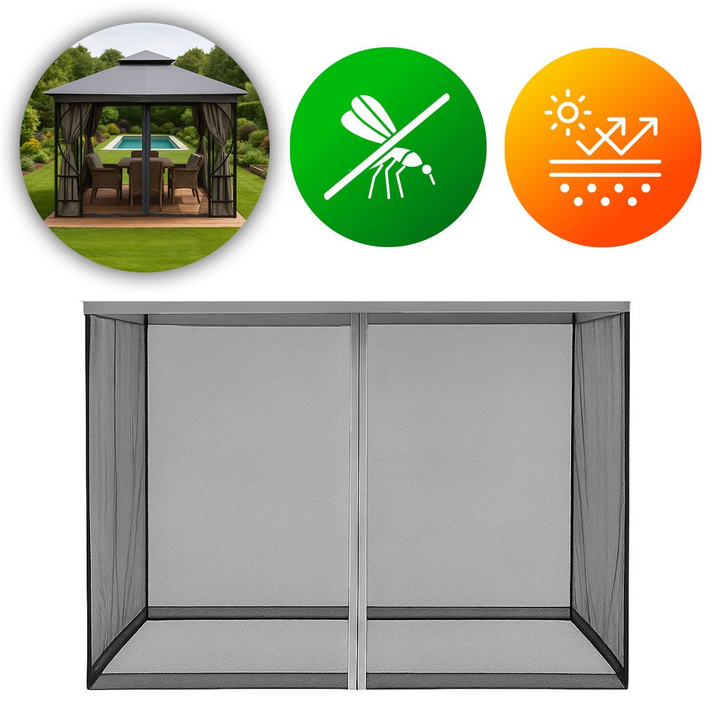 Moskitiera do pawilonu ogrodowego 3x3 m siatka z zamkami błyskawicznymi Mul