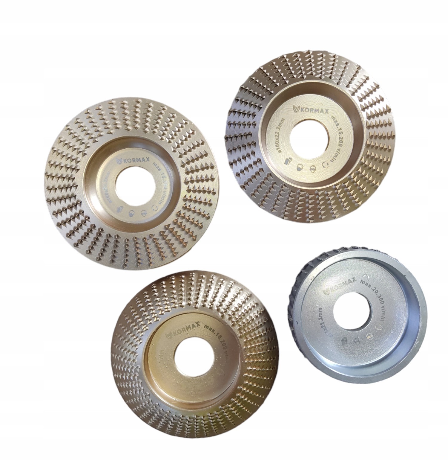 Kotouč na dřevo 100MM Plochý+lehce Šikmý+silně Šikmý+ 75mm válec Set