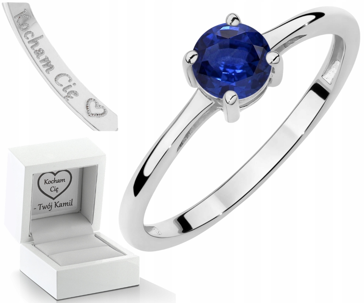 Prstýnek Z Bílého Zlata Se Safírem Zlato 585 Dárek Gravírování
