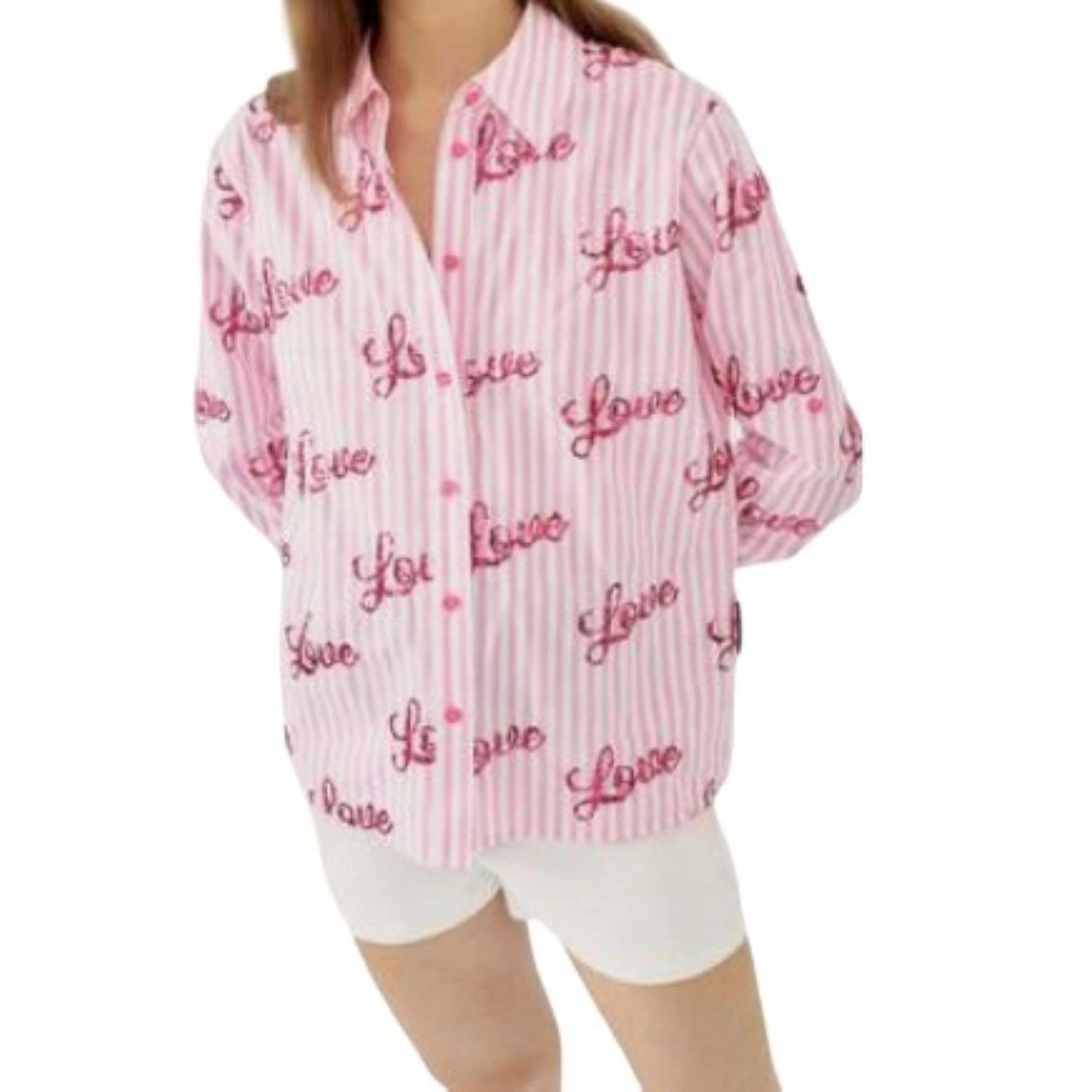 Dámská košile Silvian Heach, volná, dlouhá, flitry s pruhy, vel. IT46