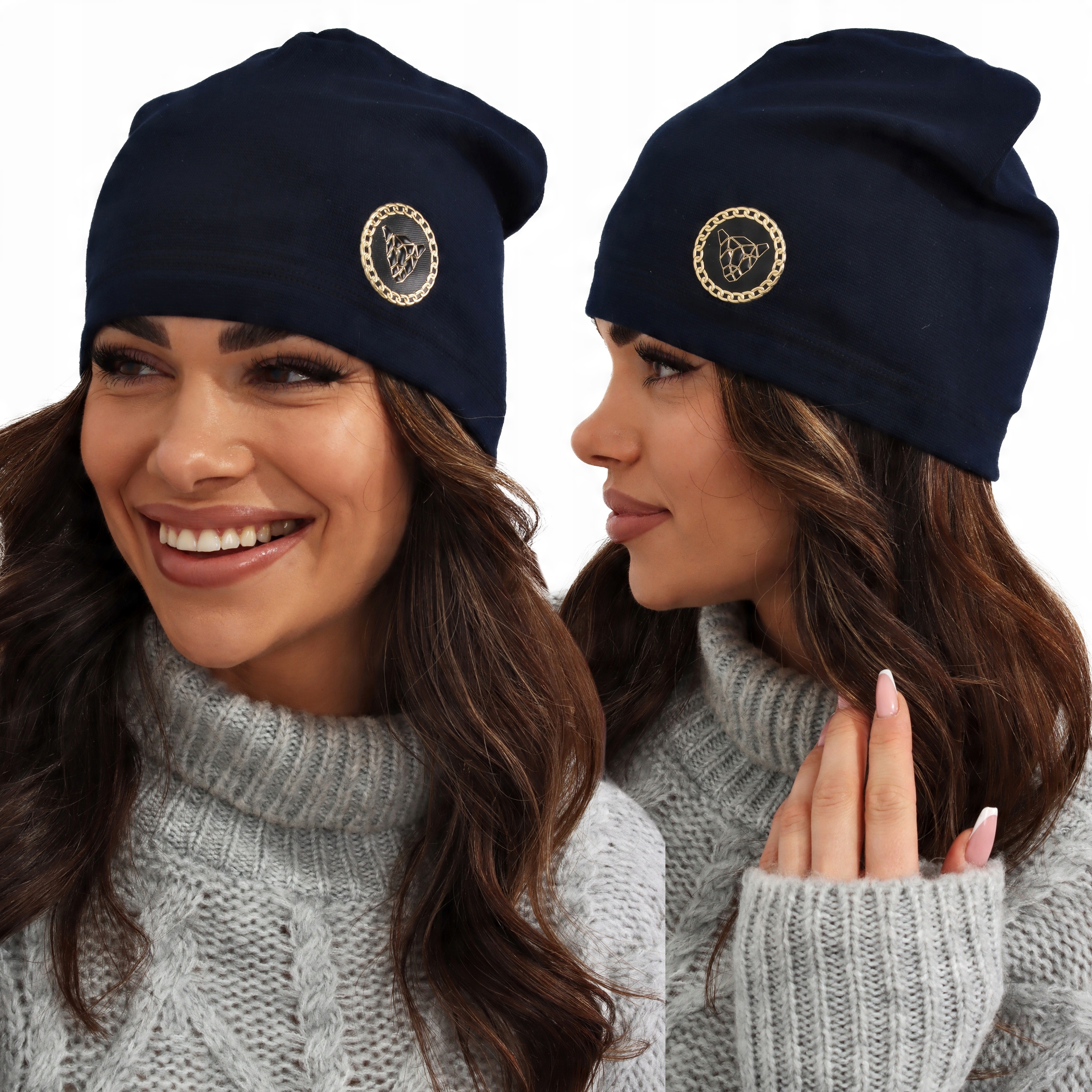 

Czapka Damska Beanie Sportowa Cienka Modna Granat