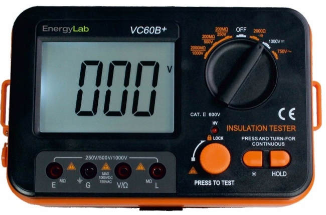 Merač izolačného odporu 250/500/1000 V EnergyLab VC60B+