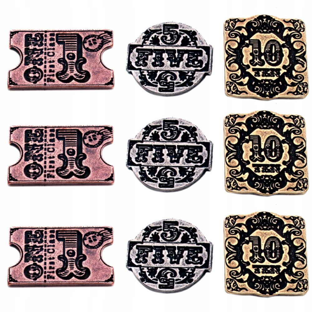 ZESTAW 9 KOLEJOWYCH METALOWYCH MONET LARP RPG