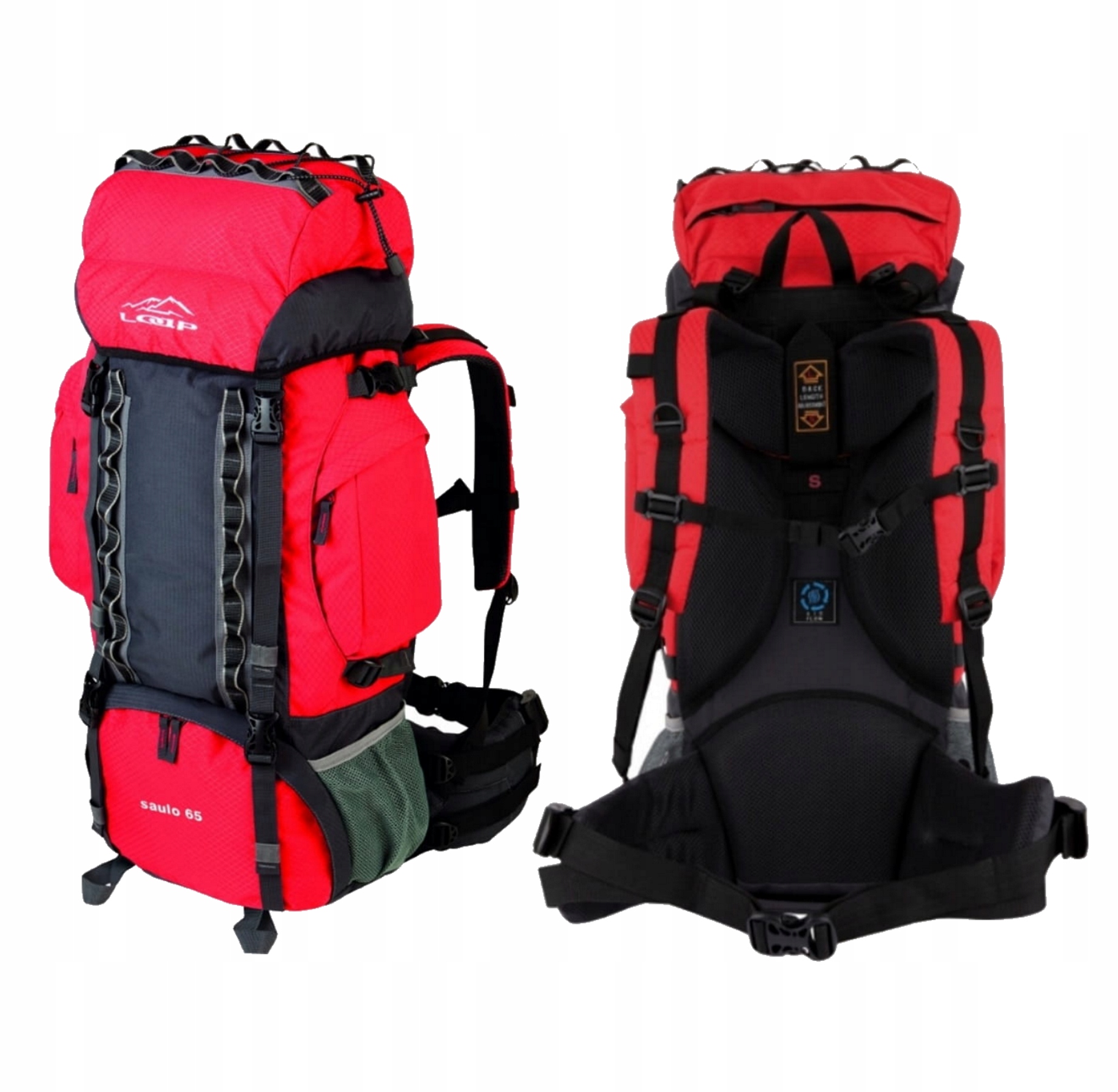 Plecak Turystyczny Trekkingowy Loap Saulo 65L Wyprawowy Czarno-Czerwony