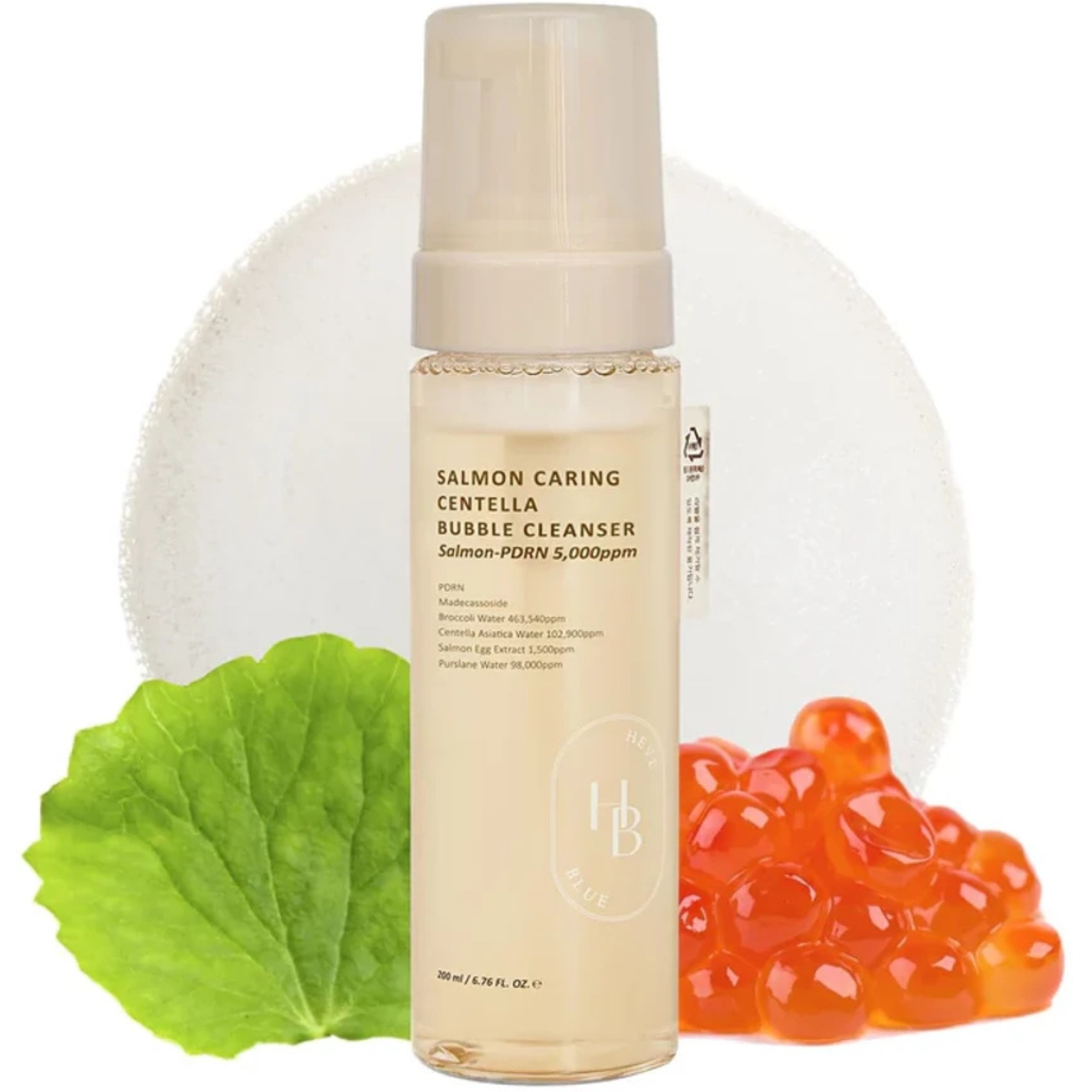 Čisticí pěna Heveblue Salmon Caring Centella Bubble Cleanser 200 Ml