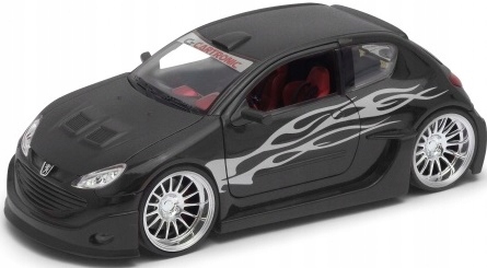 Peugeot 206 Tuning černý matný model Welly 1:24