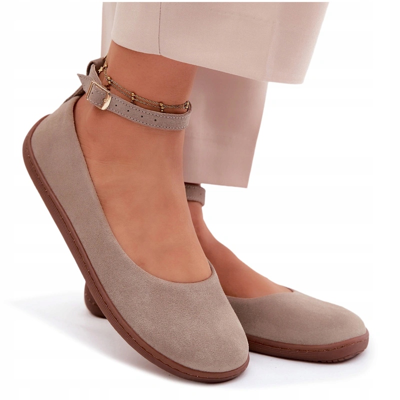 Baleríny Barefoot Ploché Pohodlná Kůže Semiš Zazoo 020 Cappuccino 37