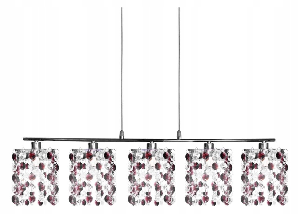 Závěsná lampa Classic Převis na lankách 5X40W G9 Chrom Burgund Křišťály