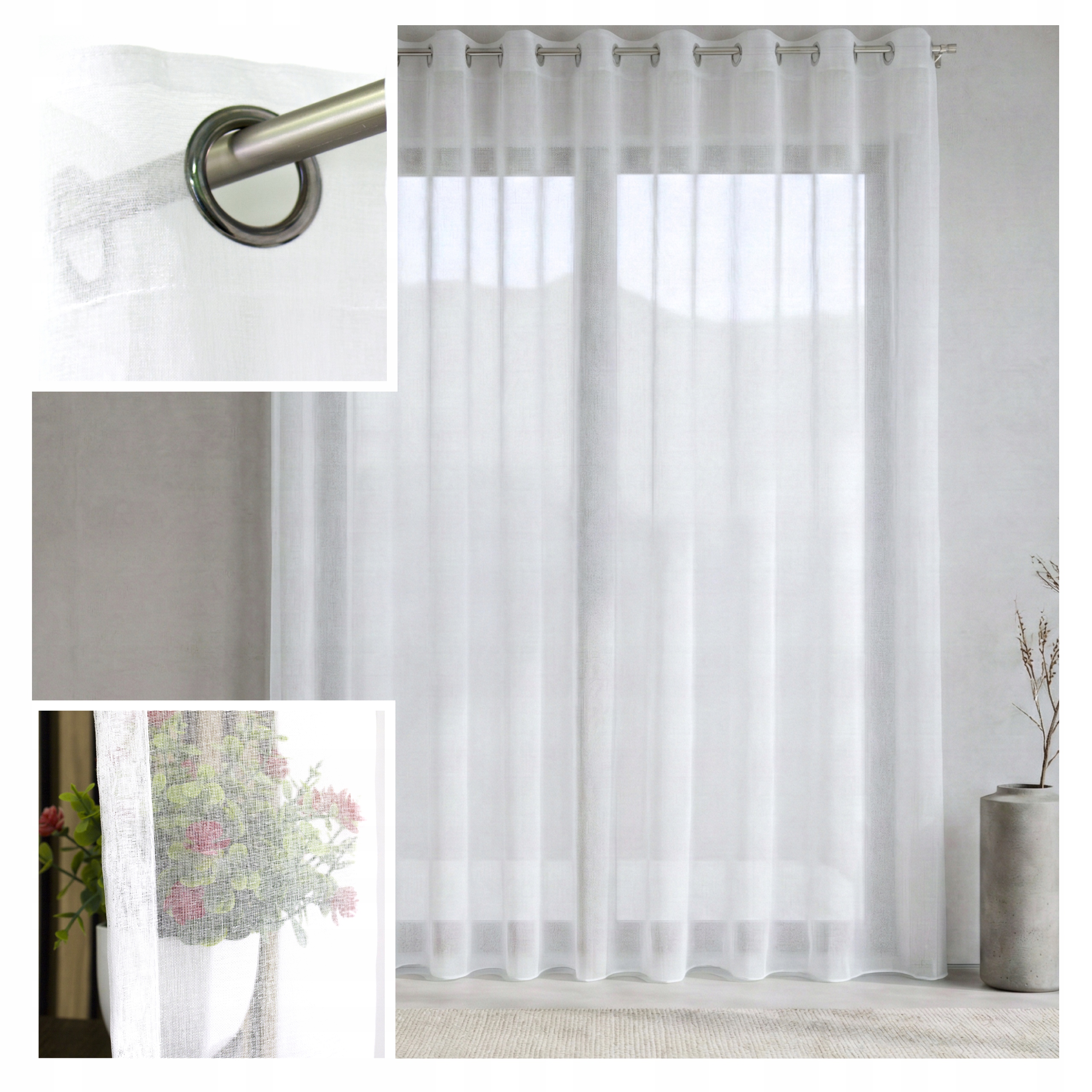 Záclona Etamina Iza 400x200 Mini Hladká S Olovnicí Připravená Na Průchodkách