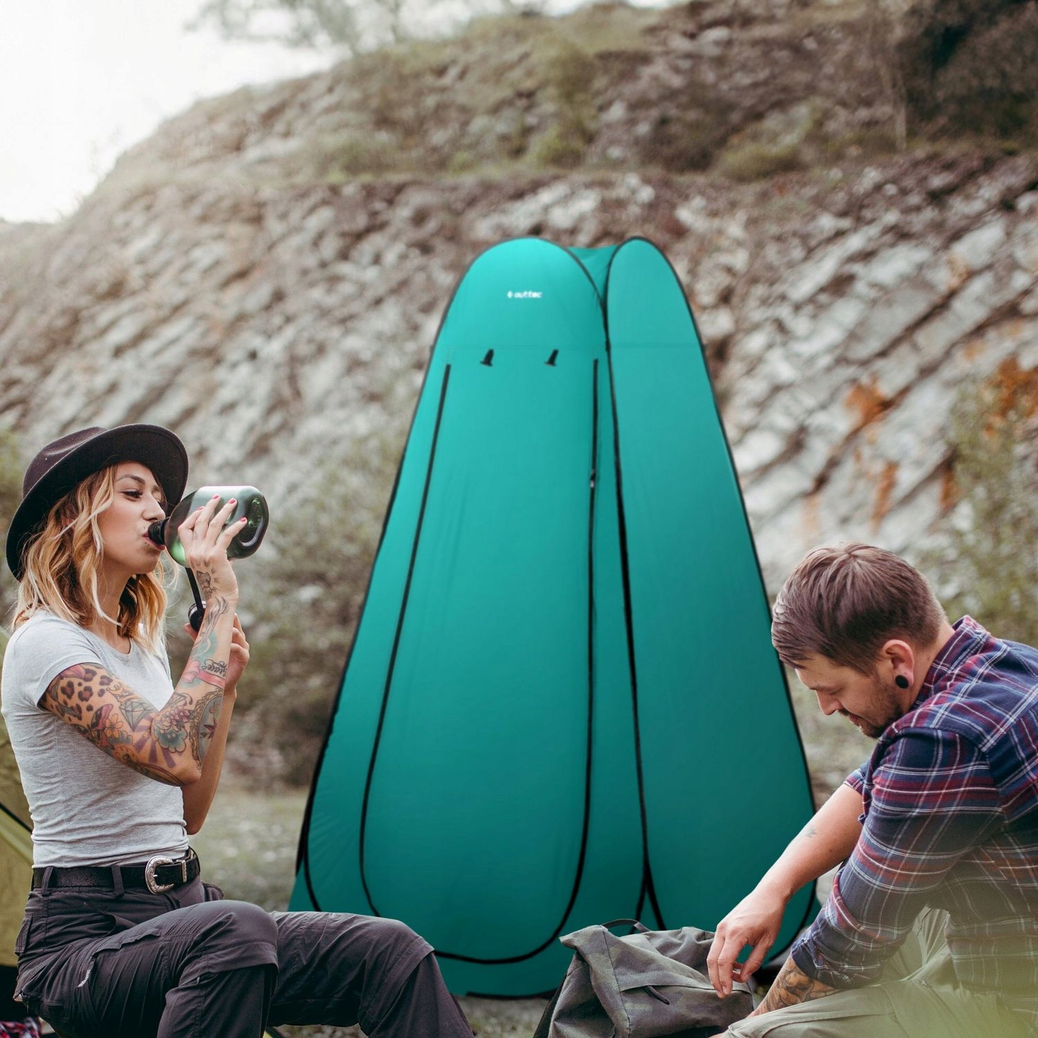 NAMIOT TOALETA PRYSZNIC PRZEBIERALNIA OSŁONA PRZENOŚNA KEMPINGOWA OUTTEC Kolor dominujący niebieski