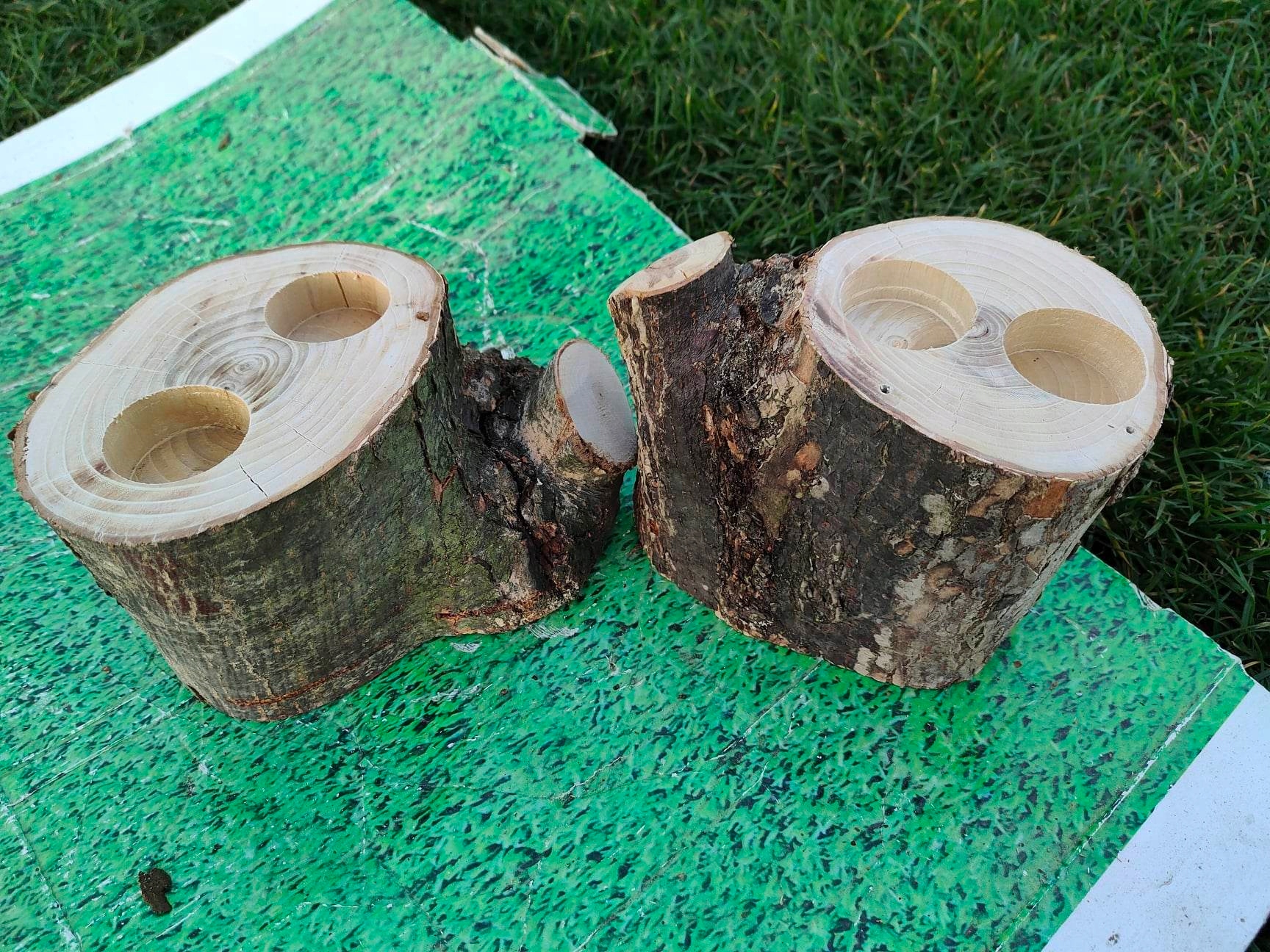 

Świeczniki na podgrzewacze drewno natura boho 2szt