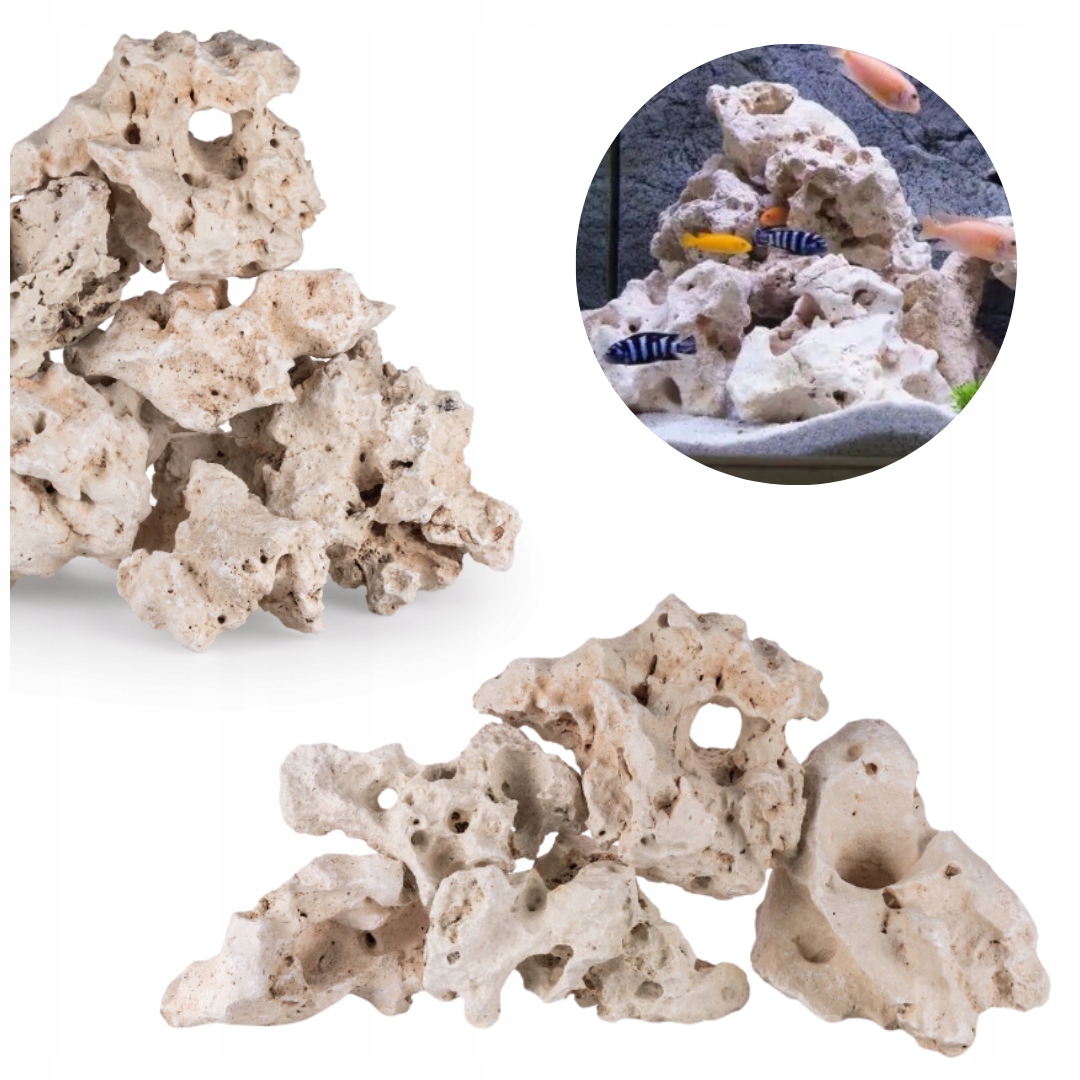 Levně Kameny Do Akvária Malawi Vápenec Filipínský Hotová Aranže 5KG