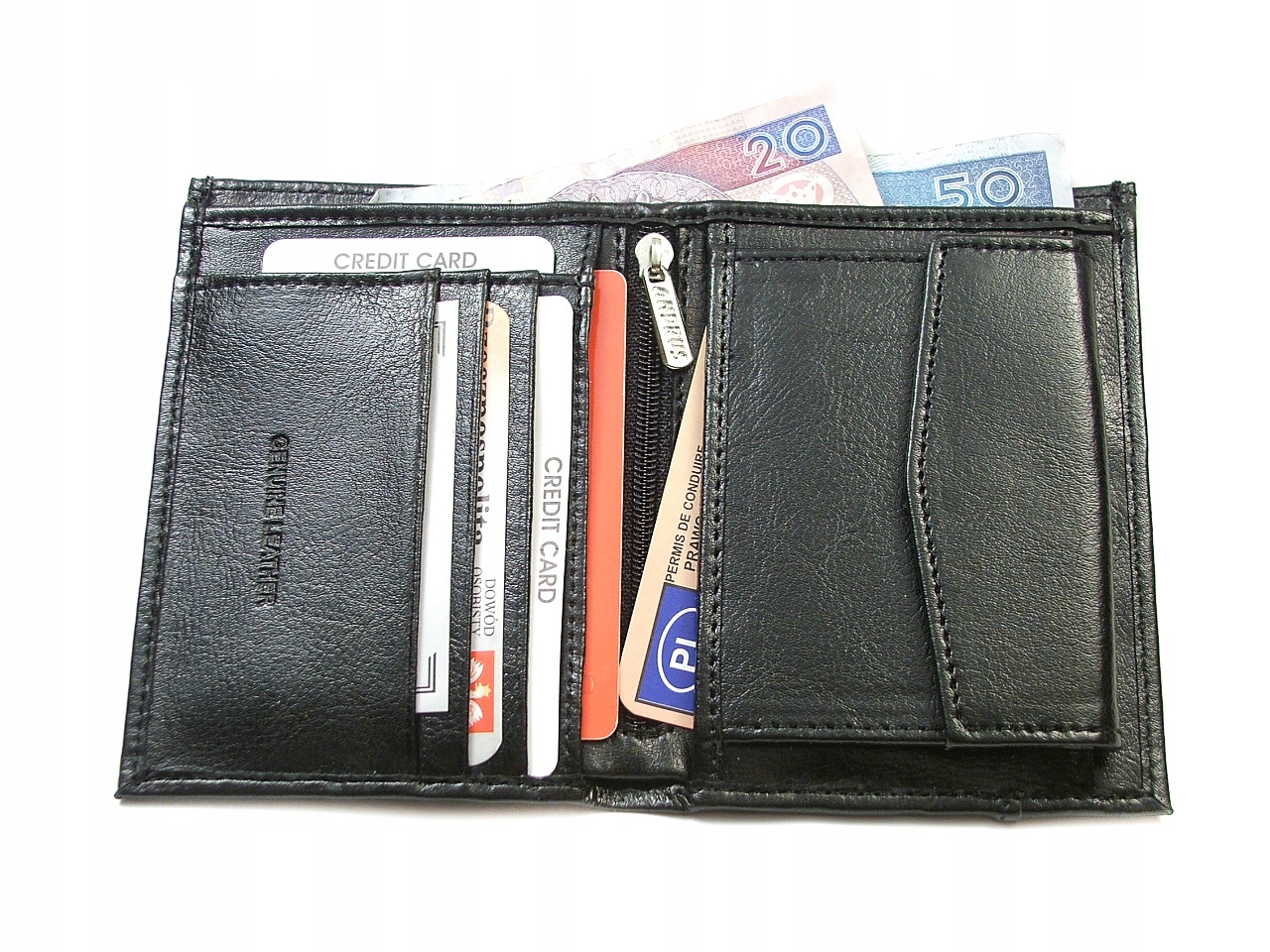 Andrus Portfel Męski do Kieszeni Skóra Naturalna Czarny