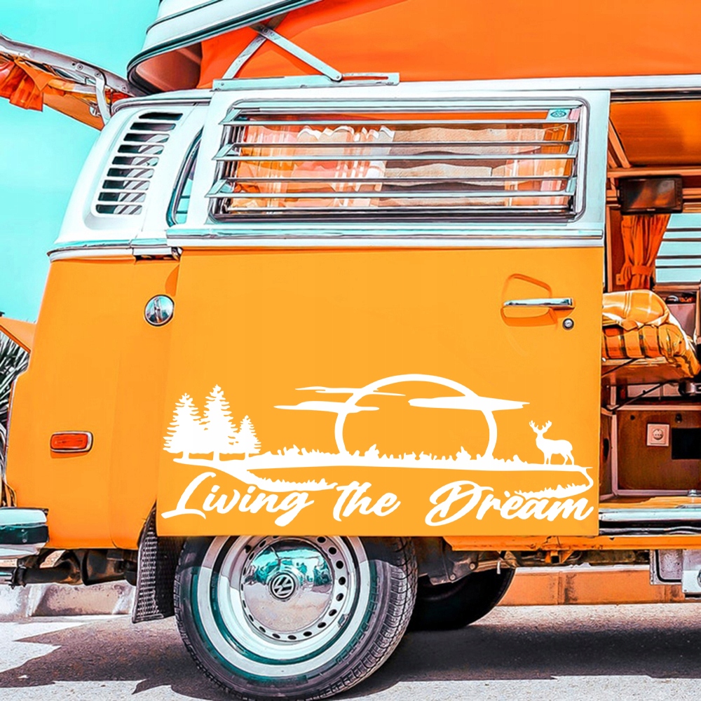 NAKLEJKA Grafika na kamper przyczepę NATURA LIVING THE DREAM JELEŃ 90x253 Szerokość produktu 90 cm