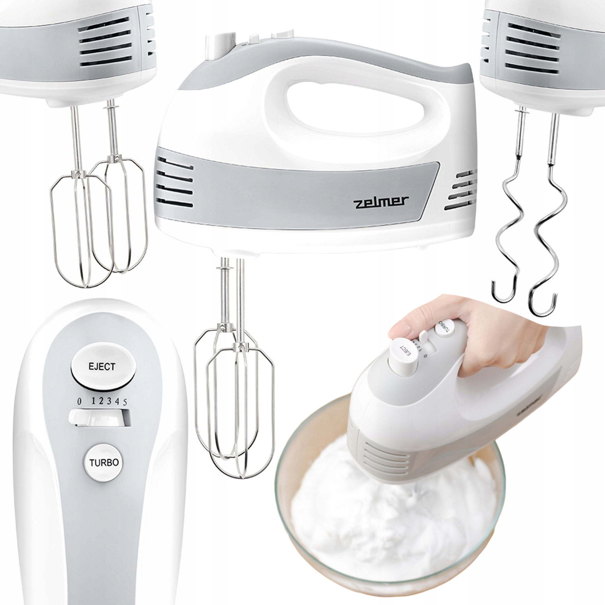 Mikser Ręczny Zelmer ZHM2450 Turbo Lekki Robot 4 Końcówki 5 Biegów 700W