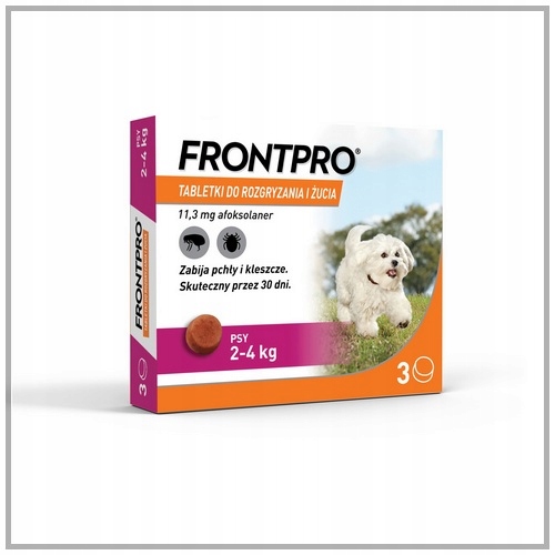 Frontpro Tabletki 3 szt. dla psa smakowa na pchły i kleszcze 2-4 kg roz S