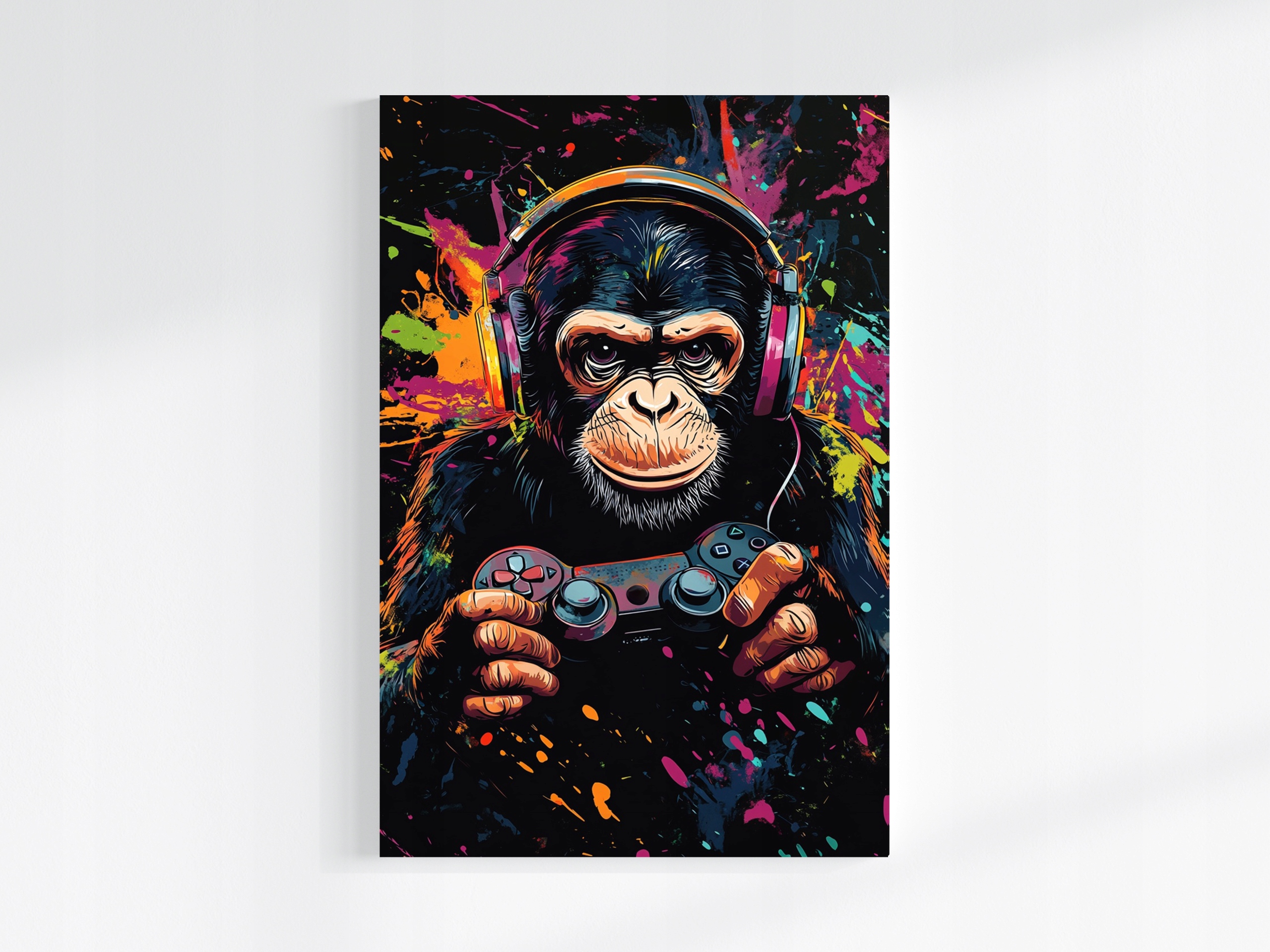 Obraz Na Plátně Canvas Gaming Hra Gamer Pad Opice Szympans Graffiti 80x120