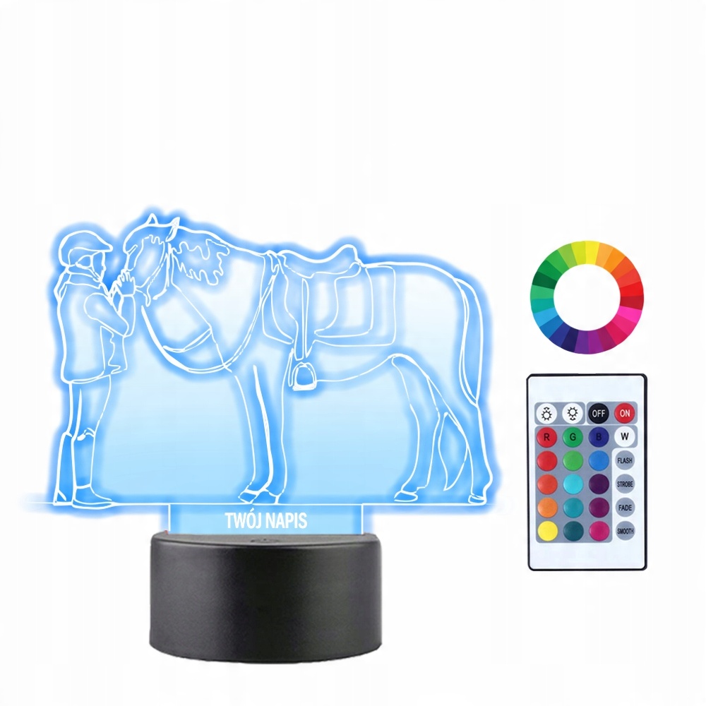 

Lampka Nocna 3D Led Jazda Konna Grawer